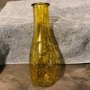 VTG 1970's Mid-Century Modern Amber Glass Vase/Bottle-DPS Circles-8.5”High-EUC